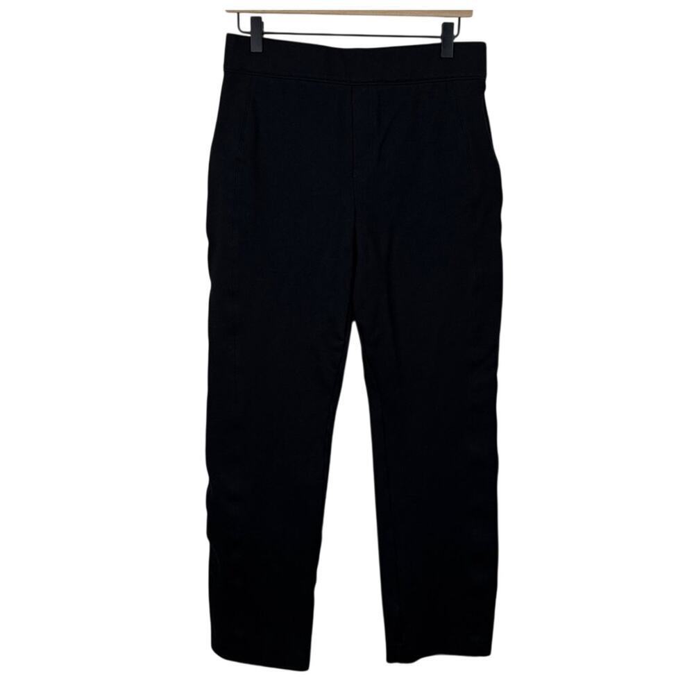 Spanx Perfect Pant Black Slim Straight Ankle Trouser L Pull On Ponte Knit Career